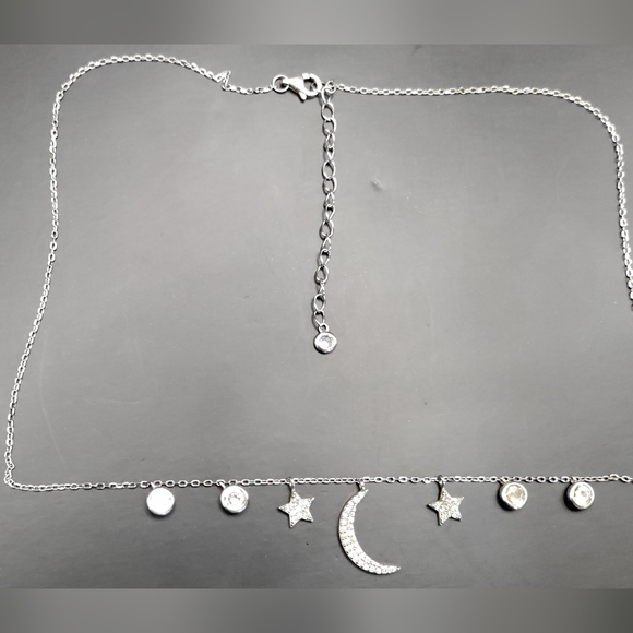 Delicate and Delightful Sterling Silver and Quartz Crystal Celestial Necklace. - Picture 4 of 4